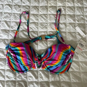 Trina Turk rainbow stripe bikini top